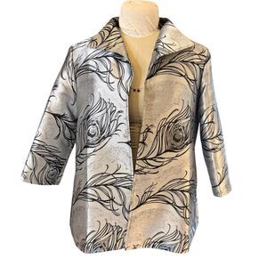 Grace Chuang Swing Style Metallic Leaf Print JKT Large. Occasion Dressy